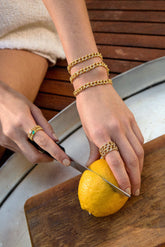 Baby Silver Ring, Yellow Gold Plating, Natural Green Agate + Sun Gift